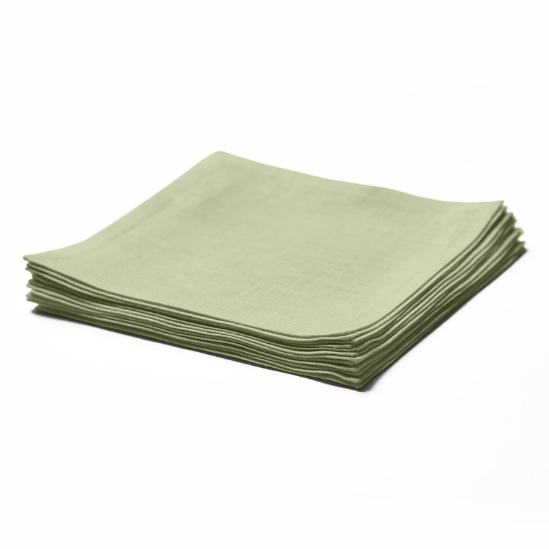 100% Pure Linen Cocktail Napkins - Athena, 6" x 6", Sage Green