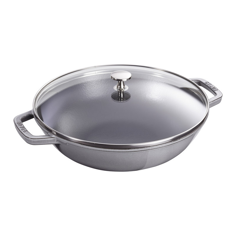 Wok en fonte avec couvercle Staub, Gris graphite