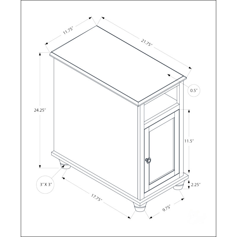 Table d'appoint avec poignée ronde en métal