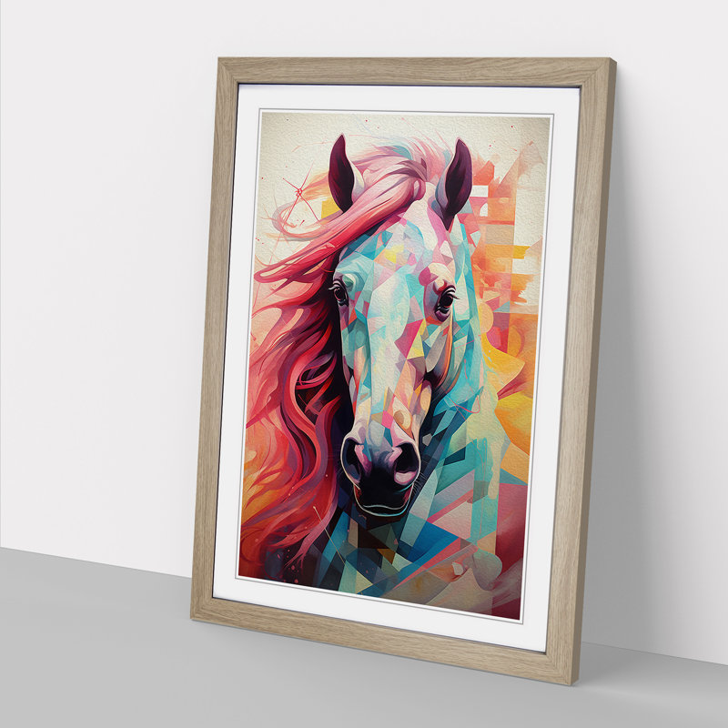 Pony Geometric No.2 - Framed Print, Oak, 46cm H x 34cm W x 2cm D