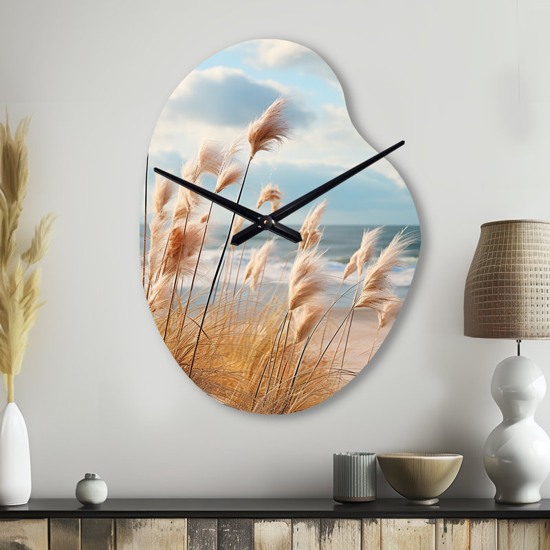 Sculpture de plage en forme de poire, grande horloge murale beige, Petit