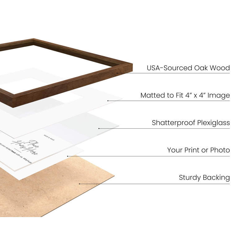 Cadre photo - ensemble de 9, Noyer, 4 po x 4 po, 8 po x 8 po