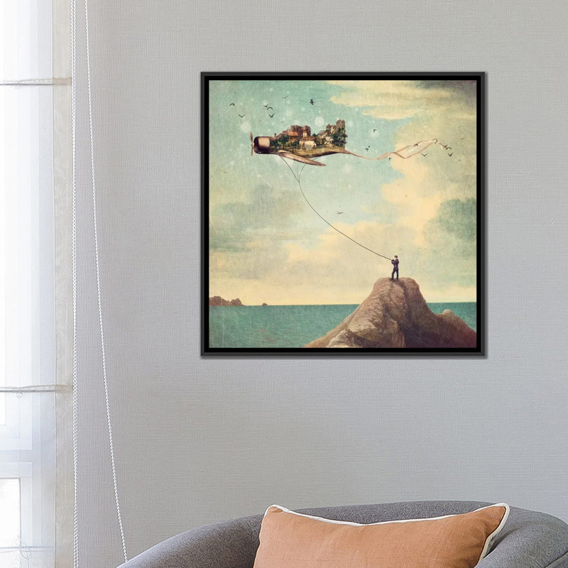 «Kite Day» par Paula Belle Flores, reproduction sur toile tendue sur châssis, H 26 po x l 26 po x P 1,5 po, Pas de tapis