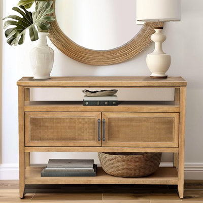 2 Door Storage Console - Toasted Almond Finish For Any Room Table With And Levelers