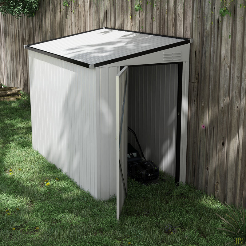 Outsunny 4' X 7.7' Metal Outdoor Storage Shed, Lean To Storage Shed, Garden Tool Storage House With Lockable Door And 2 Air Vents For Backyard, Patio, Lawn