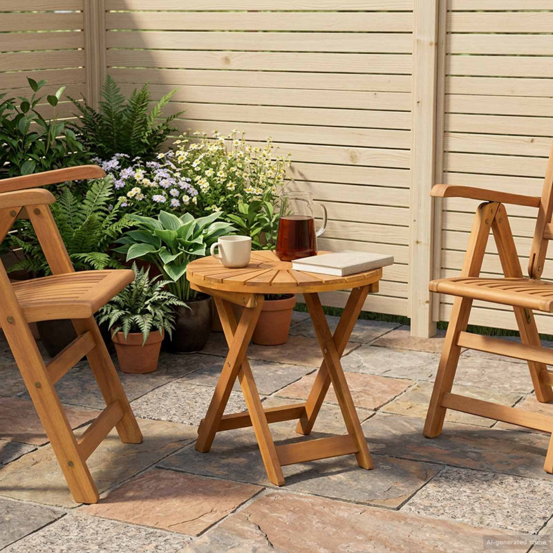 Acacia Solid Wood Outdoor Patio Table - 45 cm W 45 cm D