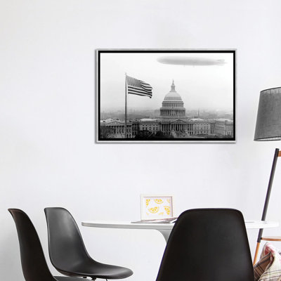 Graf Zeppelin Over Washington Dc, 1920s - Wall Art Print - Framed Canvas