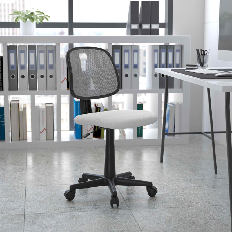 Meridian Mid-Back Swivel Mesh Task Office Chair with Pivot Back, No, White