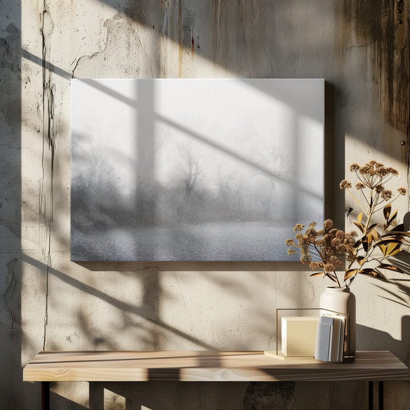 Paysage brumeux, H 40 po x l 28 po, Blanc