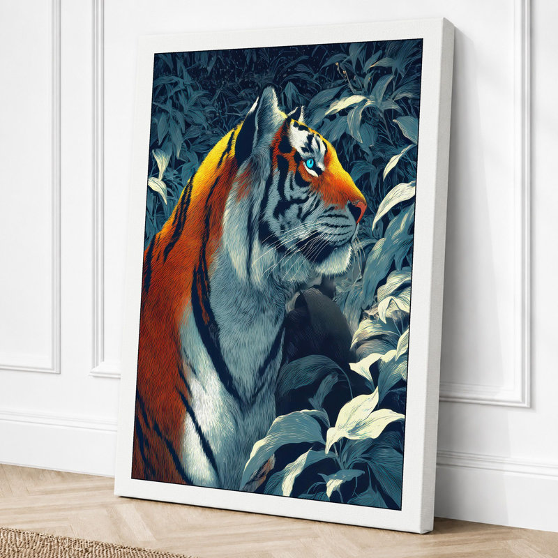 Tiger In Shadow Modern - Print, 30x20 - 76.2 x 50.8 cm, White Border