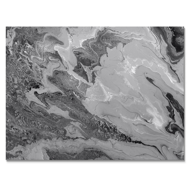 Gris ondulé liquide - peinture sur toile, H 34 po x l 44 po x P 1,5 po, Toile tendue