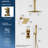 Dual Showerheads Digital Shower System, 12" Ceiling Mount Rainfall Shower Faucet with Handheld Shower-89015408