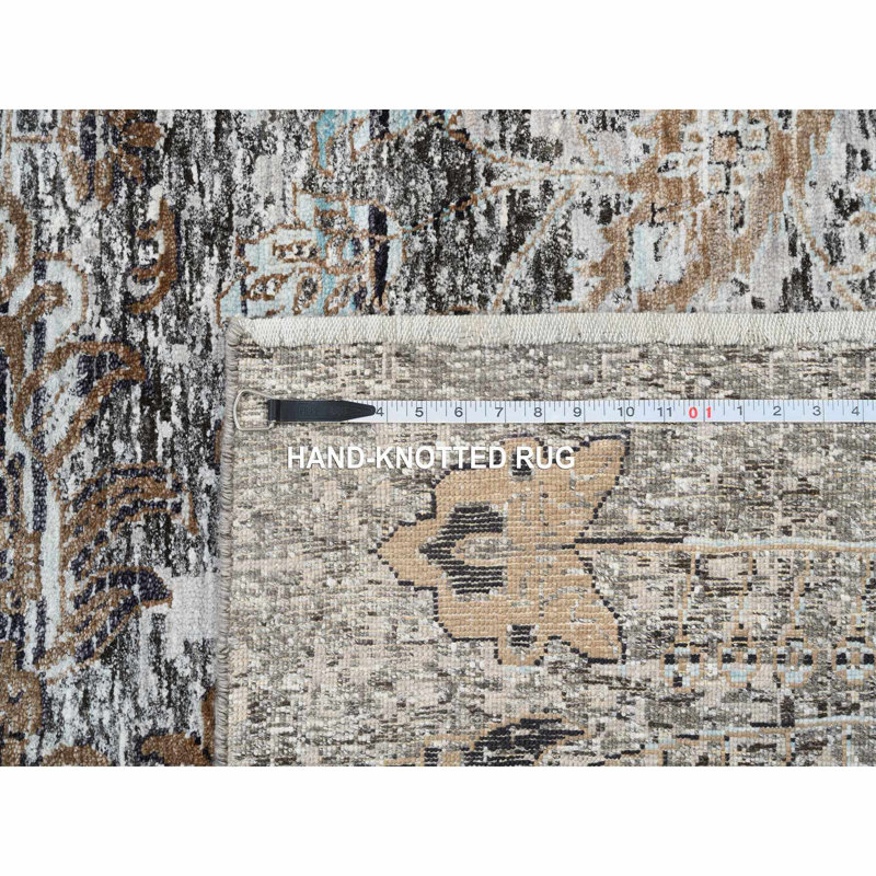 Tapis carré gris en laine noué à la main 14 pi 1 po x 14 pi 1 po 56ACBBD7472D4A059041C862F3407A45