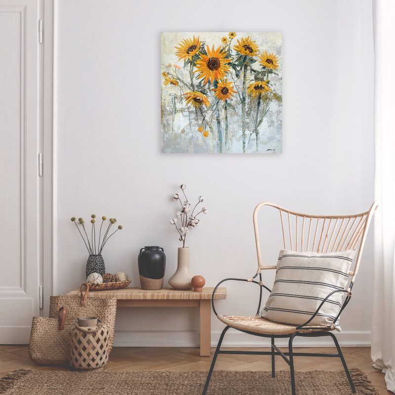 Tournesols - peinture sur toile tendue, H 30 po x l 30 po x P 1,5 po
