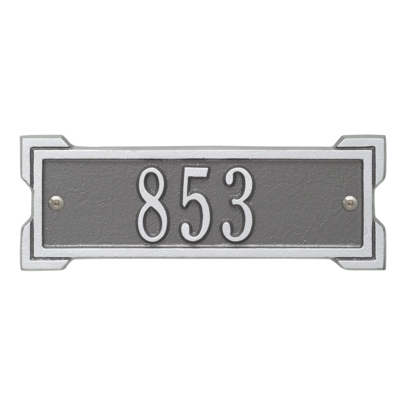 Plaque d'adresse murale 1 ligne Roanoke, Oui, Argent / étain