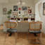 Bureau noyer + bois massif rectangulaire noir + fer-1576156114