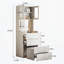 Coiffeuse 3 en 1 avec miroir à DEL réglable, 5 zones de rangement indépendantes et tabouret de rangement assorti pour les cosmétiques de la chambre à coucher