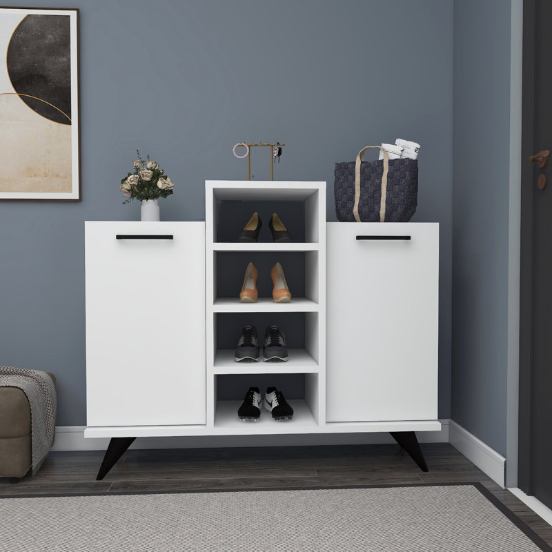 12 Pair Shoe Storage Cabinet, White
