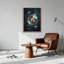 Art mural sur toile en forme de cristal géométrique rougeoyant et cyan-133543961