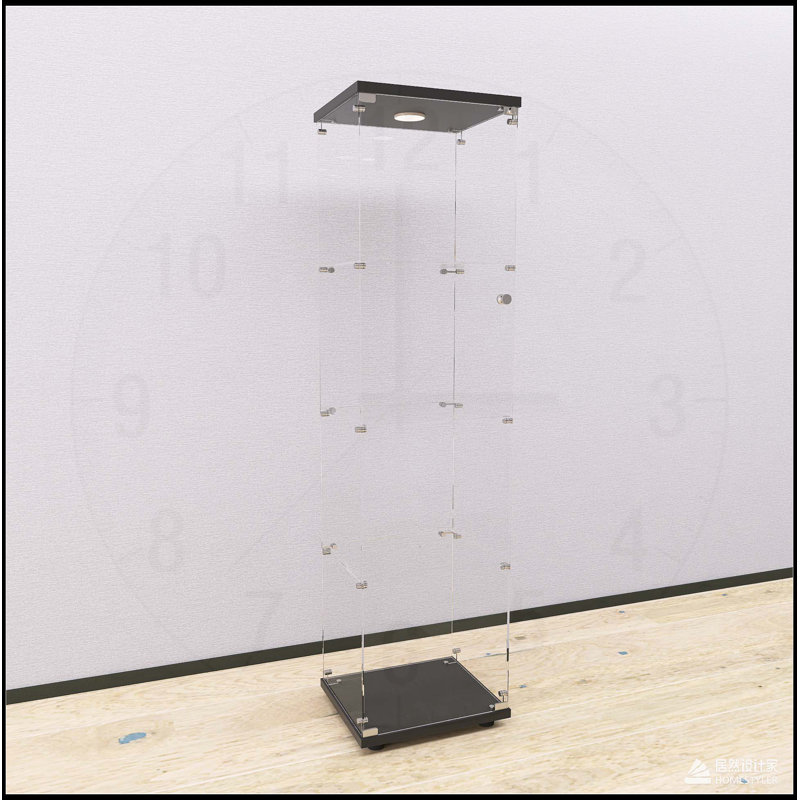 Vitrine à DEL verrouillable polyvalente avec rangement abondant, Noir, noir, noir, noir
