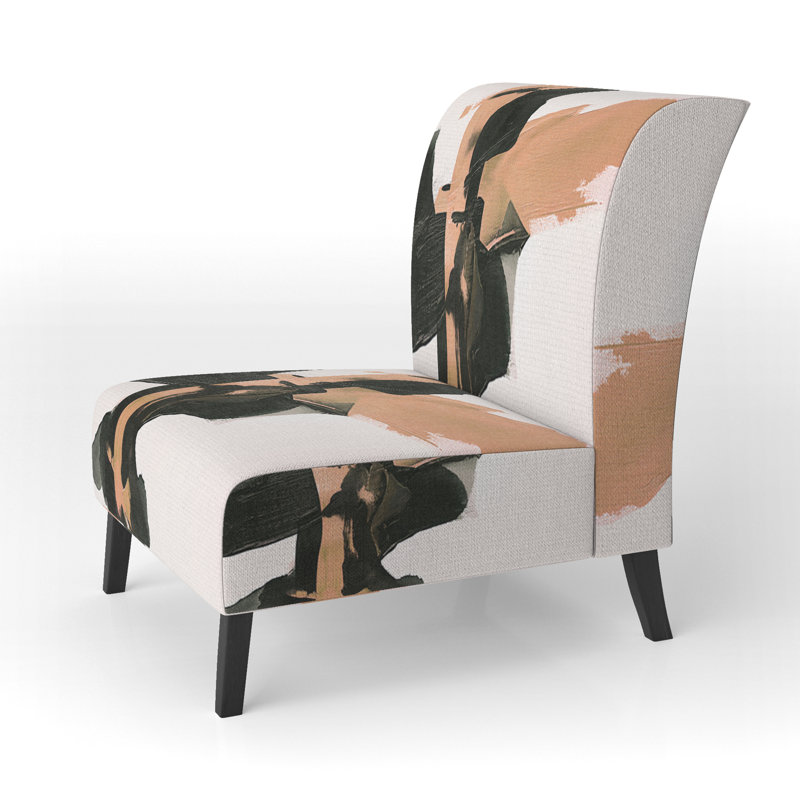 Fauteuil de chambre rembourré Geometric IV, Ivoire / crème / beige / blanc / noir