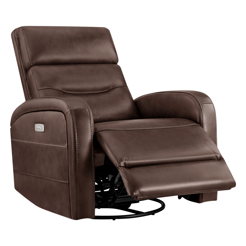 Wyat Sia Geniune Leather Swivel Power Recliner, Impression Cognac Top Grain Leather