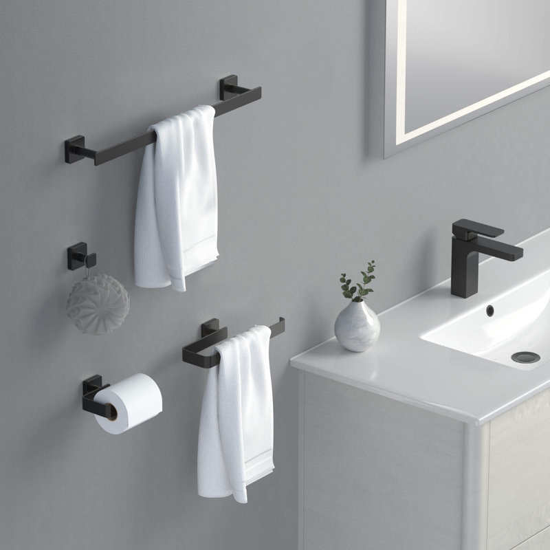 Ensemble de quincaillerie de salle de bain 4 pièces Blaze, Noir mat