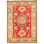 Tapis unique en laine noué à la main style ouzbé des années 2010 de 6 pi 8 po x 9 pi 7 po rouge Araina