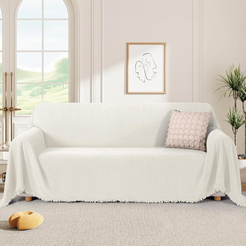 Housse de protection pour canapé à 2 coussins lavables, H 0,5 po x l 102 po x P 71 po, Tissu crème
