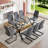 7-Piece Glass Top Dining Table Sets-852886303-852886376