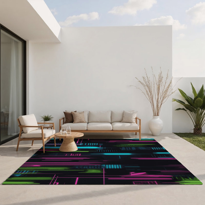 Laser Burst Indoor And Outdoor Area Rug, Rectangle 1'6" x 2'6"