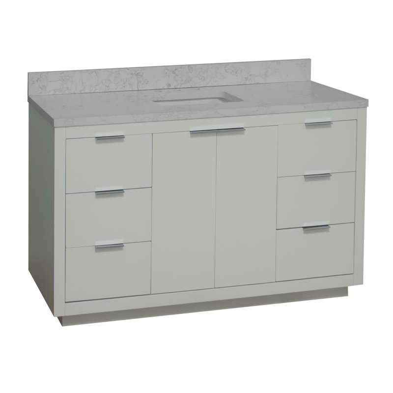 Ensemble de meuble-lavabo simple 60 po Wiepie, Blanc, Chrome poli