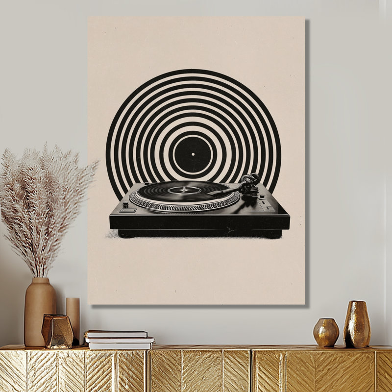 Vinyle noir et gris rétro, L 34 po x H 44 po