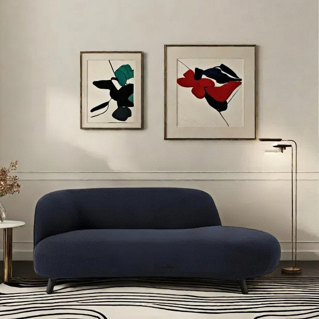 Méridienne simple au design créatif et moderne, Face à la gauche, Bleu foncé
