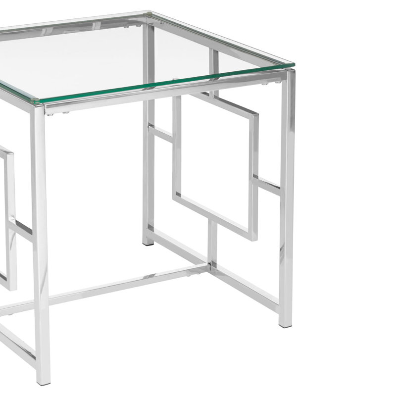 Redd Glass Top Sled End Table