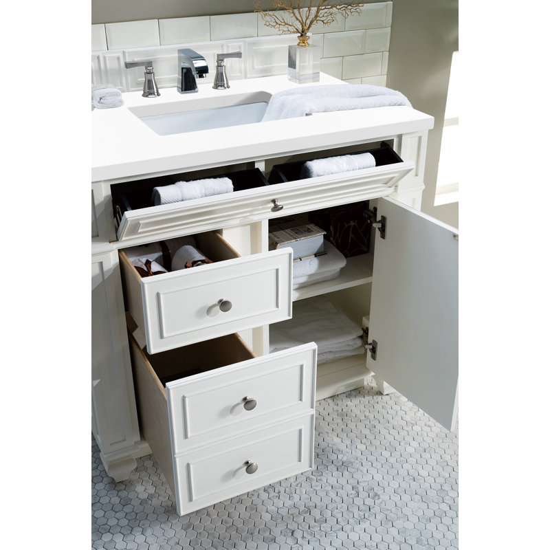 Bristol 36'' W Single Vanity, Bright White, White Zeus, 8" Widespread