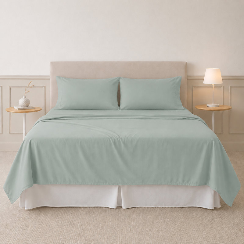 Modern Threads 4-Piece Ultra Soft Microfiber Sheet Set with Deep Pockets in Solids & Prints, Soft Teal