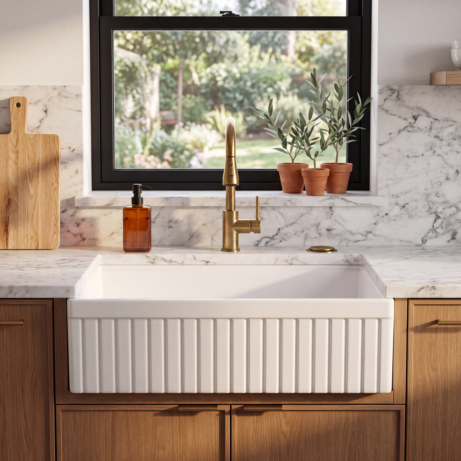 33" Workstation Farmhouse Kitchen Sink
