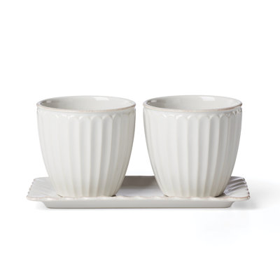 Lenox French Perle Scallop 3-Piece Herb Pots & Tray Set