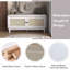 Banc d'entrée bohème en rotin avec rangement, banc à chaussures rembourré avec double porte, banc organisateur de chaussures en bois pour entrée et couloir (blanc + beige)