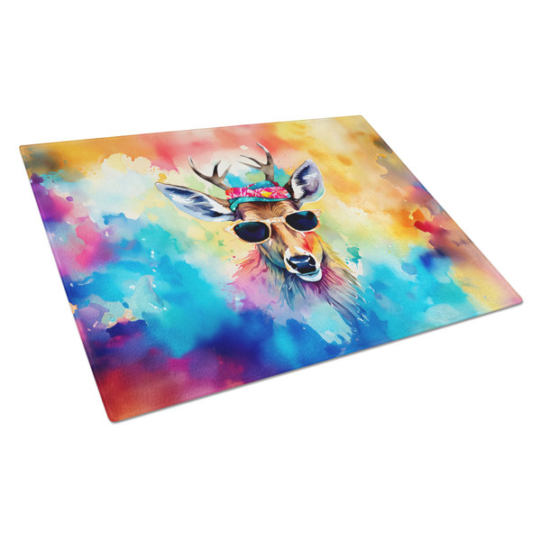 Caroline's Treasures Hippie Animal Deer Glass Cutting Board | Wayfair