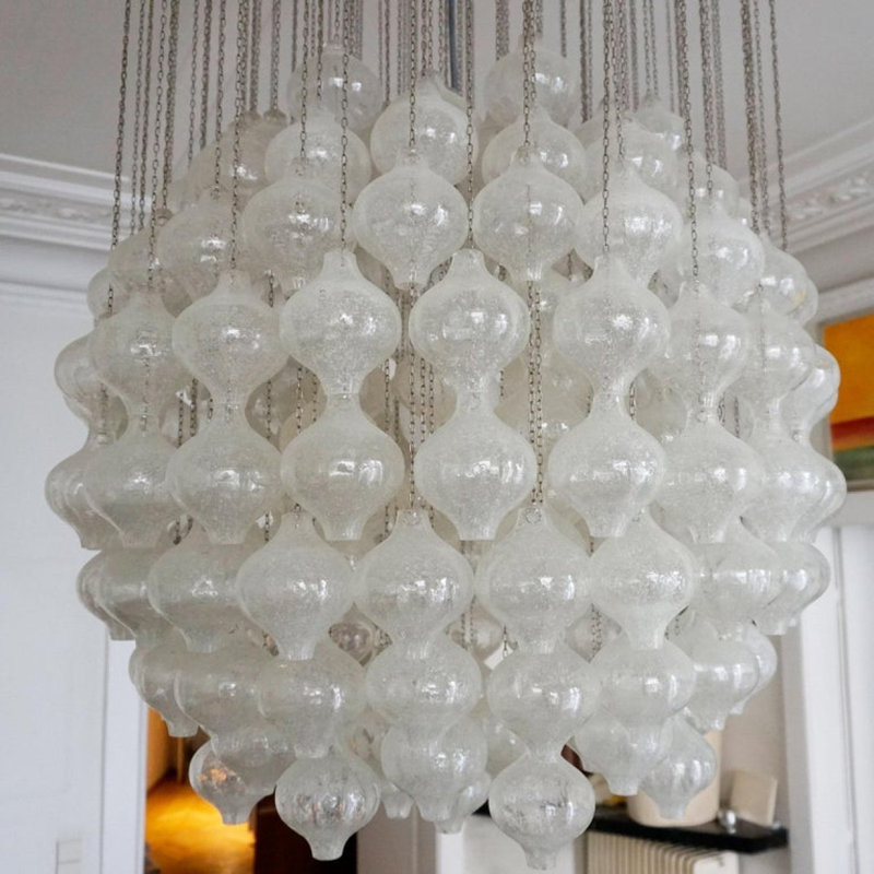 Lustre tulipan Kalmar, Transparent, Laiton poli, 19” Diameter x 10” Min Height-44” Max Height