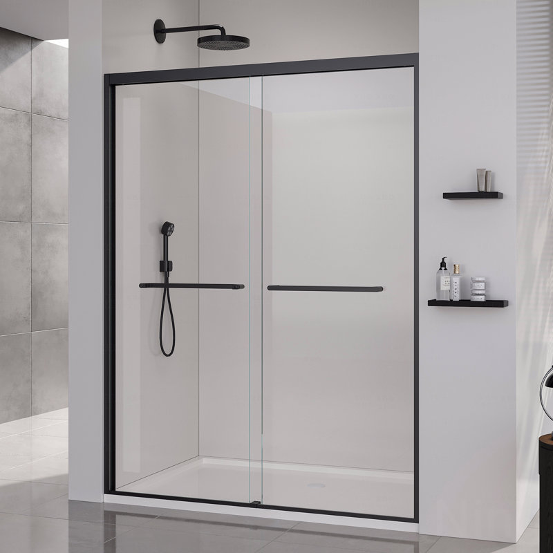 Frame Double Sliding Opening Soft-Close Shower Door  - Bathroom Sliding Opening Shower Door  - (6Mm) Thick Tempered Glass Door
