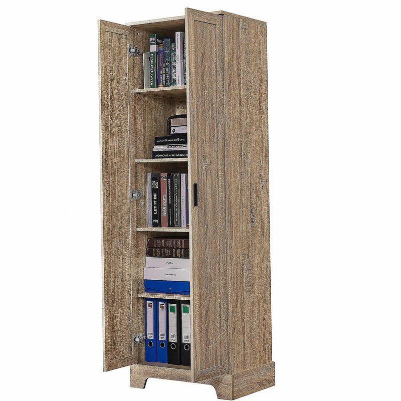 Armoire de rangement avec deux portes pour salle de bain, bureau, tablette réglable, panneau de fibres à densité moyenne, brun (ancien numéro de référence: N725P181207D / WF302824AAD)