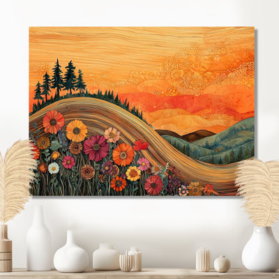 Fleurs saisonnières dans un paysage de campagne III - Fleurs murales saisonnières