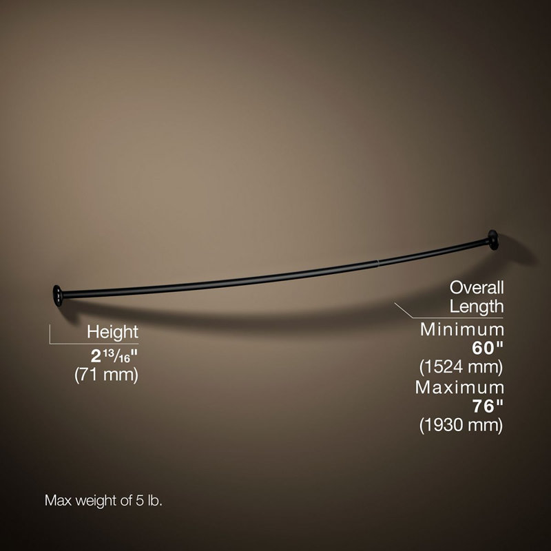 Expanse Curved Shower Rod - Transitional Design, Matte Black