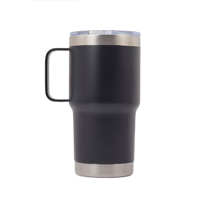 SIPPA 20Oz Insulated Coffee Travel Mug With Handle – Stainless Steel Leakproof Thermos Tumbler With Flip Lid, BPA-Free, Slim Portable Mug, Black – Hot & Cold Drinks