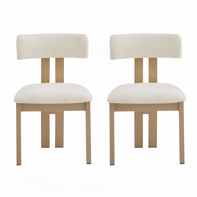 Chaises de salle à manger rembourrées sans accoudoirs avec pieds en métal, Naturel, Naturel