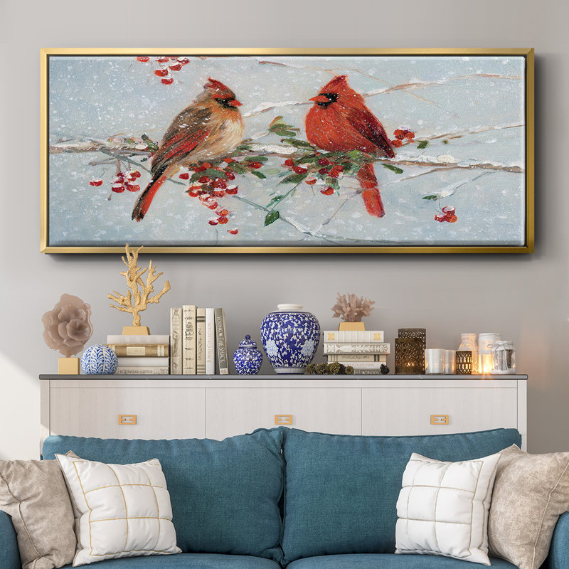Cardinals in Winter - toile encadrée, H 12 po x l 30 po