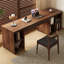 Bureau rectangulaire 86,61 po en bois massif brun noisette avec 3 tiroirs-109319679